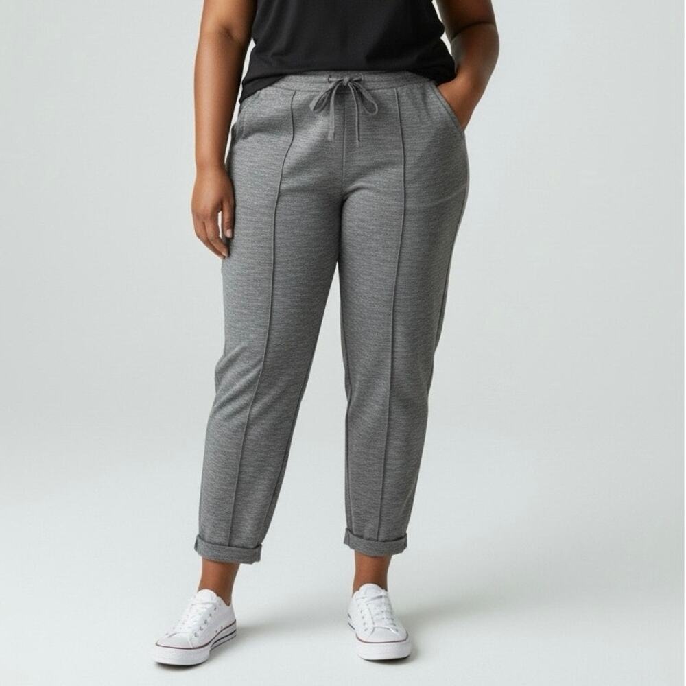 Simply Vera Wang Womens L Grey Pants Flattering Grey Drawstring Comfort Stretch